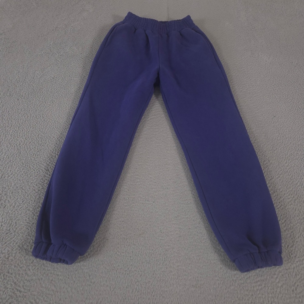 Comfrt Sweatpants Womens S Indigo Purple Jogger Elastic Cuff High Rise Fleece